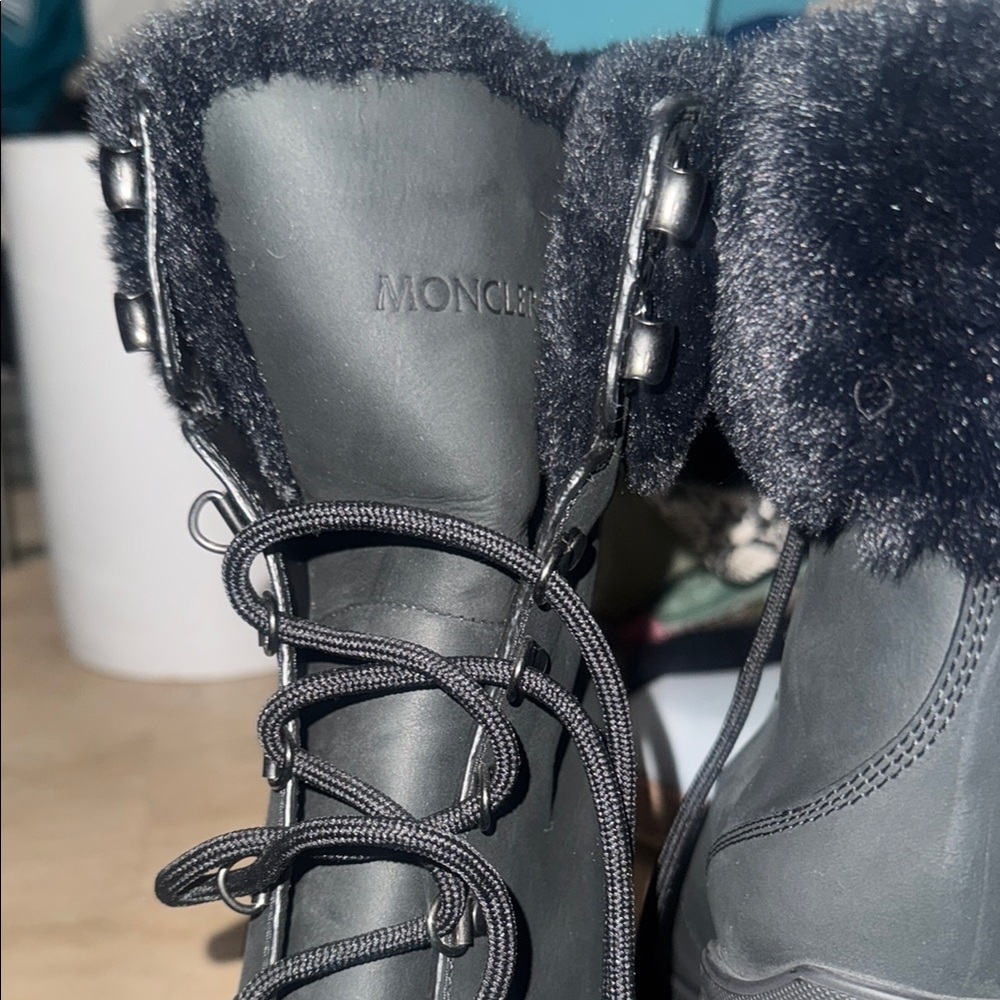 Montclair  Black Fur-Lined Lace-Up Boots - Picture 9 of 17